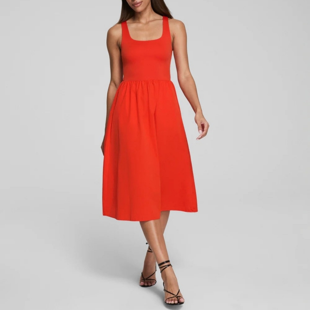 NWT! Spanx SPANXsmooth™ Jersey Scoop Neck Tank Midi Dress Poppy Small